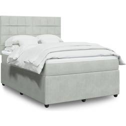 vidaXL Ramsäng Med Madrass Ljusgrå 160x200 cm Kontinentalsäng