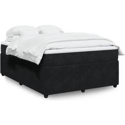 vidaXL Boxspring Met Matras Fluweel Zwart 160x200 cm
