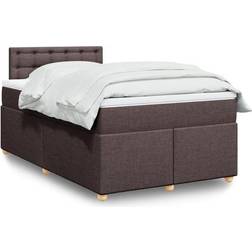 vidaXL Med Madras 120x190 cm Stof Mørkebrun Kontinentalseng