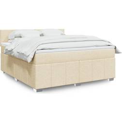 vidaXL Boxspring Met Matras Stof Crème 180 x 200 cm Boxspringbett