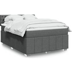 vidaXL Ramsäng Med Madrass Mörkgrå 140x190 cm Kontinentalsäng