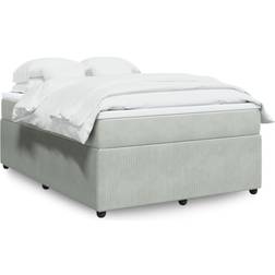 vidaXL Ramsäng Med Madrass Ljusgrå 140x190 cm Kontinentalsäng
