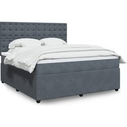 vidaXL Ramsäng Med Madrass Mörkgrå 180x200 cm Kontinentalsäng