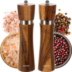 Ruhhy Salt- och Pepparkvarnar i Trä Set med 2 Saltkvarn, Pepparkvarn 2st