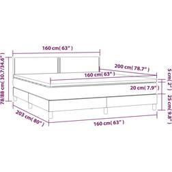 vidaXL Ramsäng Med Madrass Mörkgrå 160x200 cm Kontinentalsäng