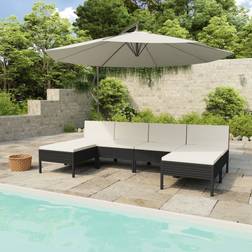 Dkd Home Decor 6-tlg Garten-Lounge-Set mit Auflagen Poly Rattan Schwarz Lounge-Set