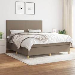 vidaXL Med Madras 180x200 cm Stof Gråbrun Kontinentalseng