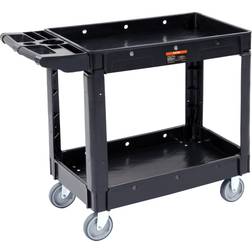 VEVOR Utility Service Cart, 2 Shelf 550LBS Heavy Duty Plastic Rolling Utility Cart with 360 Swivel Wheels, Medium Lipped Shelf, Ergonomic Storage Handle for Warehouse/Garage/Cleaning/Office