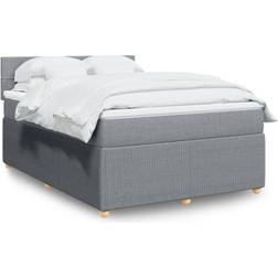 vidaXL Ramsäng Med Madrass Ljusgrå 160x200 cm Kontinentalsäng