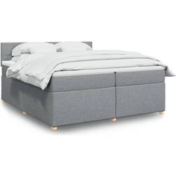 vidaXL Med Madras 200x200 cm Stof Lysegrå Kontinentalseng