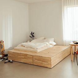 Karup Design Basement Bed Frame 140x200 With Storage Bench Clear Lacquered