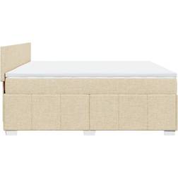 vidaXL Med Madras 200x200 cm Stof Cremefarvet Kontinentalseng