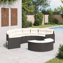 Dkd Home Decor 2-tlg Garten Sofagarnitur Halbrund Schwarz Lounge-Set