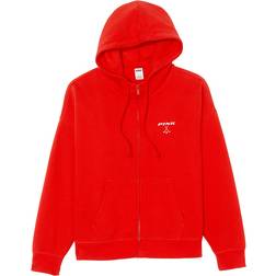 Victoria's Secret Pink Ivy Fleece Campus Full-Zip Hoodie - Bright Vermillion