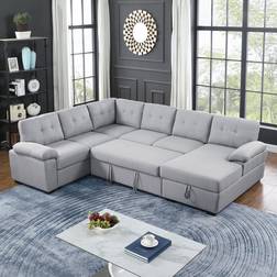 Latitude Run Aine Light Gray Sofa 118" 4pcs 5 Seater