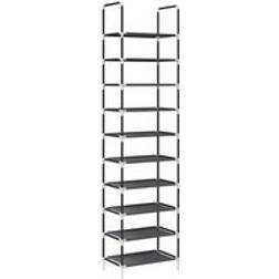 vidaXL 10-etagers 44x28x180 cm Ikke-vævet Stof Sort Skostativ