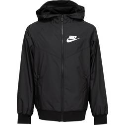 Nike Big Kid's Sportswear Windrunner Loose Hooded Jacket - Black/Black/Black/White (850443-011)