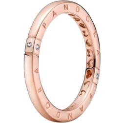 Pandora Logo & Hearts Ring - Rose Gold/Transparent