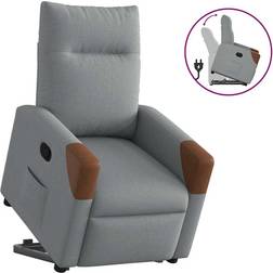 vidaXL Reclinerfåtölj Med Uppresningshjälp Ljusgrå Tyg Fåtölj