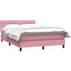 vidaXL Ramsäng Med Madrass Rosa 140x210 cm Sammet Sängpaket