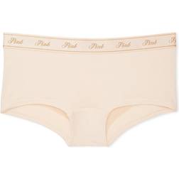 PINK Short Cotton Logo Knickers - Marzipan Nude