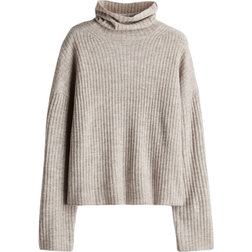 H&M Oversized Polo Neck Jumper - Light Beige Marl