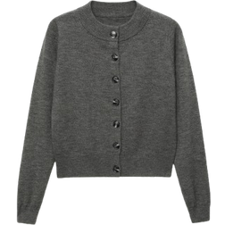 Mango Nekko Buttoned Round Neck Cardigan - Dark Heather Grey