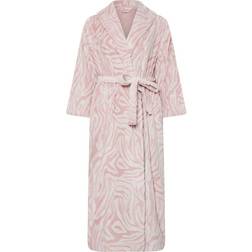 Yours Curve Zebra Shawl Collar Maxi Dressing Gown - Pink