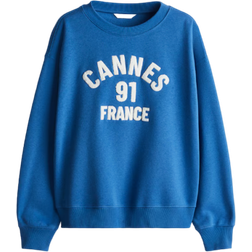 H&M Sweatshirt with Text Motif - Azul/Cannes