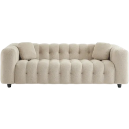 Sweeek Textured Boucle Fabric Beige Sofa 229cm 3 Seater