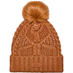 UGG Women's Cable Beanie With Pom - Chestnut