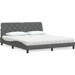 vidaXL Seng Med Madras 180x200 cm Stof Mørkegrå Sengesæt