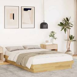 vidaXL Utan Madrass 120x190 cm Massivt Trä Ek Sängram