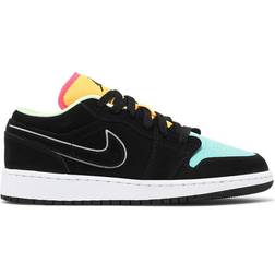 NIKE Air Jordan 1 Low SE GS - Black/Aurora Green/Laser Orange