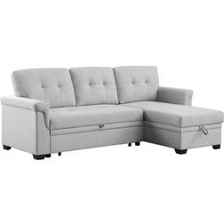 Lilola Home Lucca Sleeper Sectional Light Gray Sofa 84" 3 Seater