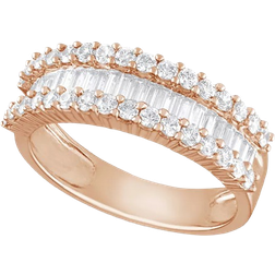 Macy's Baguette Cluster Band Ring - Rose Gold/Diamonds