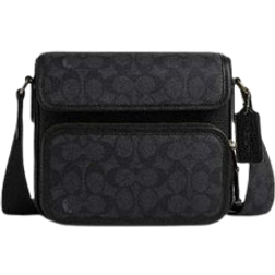 Coach Sullivan Flap Crossbody Bag In Signature Canvas - Gunmetal/Charcoal/Black