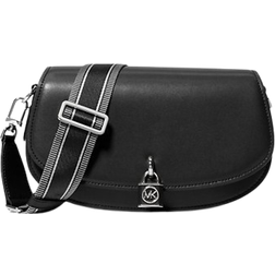 Michael Kors Mila Medium Leather Messenger Bag - Black