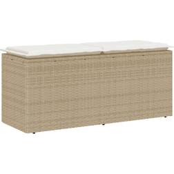 vidaXL Med Hynde 110 x 40 x 44 cm Polyrattan Beige Havebænk