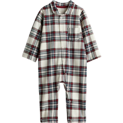 H&M Collared Sleepsuit - Light Beige/Red Checked