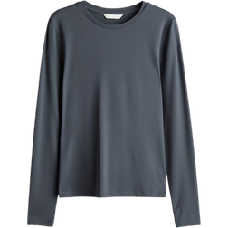 H&M Long Sleeved Microfibre Top - Dark Grey