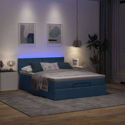 vidaXL Osmannisk Sengeramme Med Madras 140x200 cm Stof Blå Sengesæt