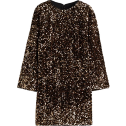 H&M Sequined A Line Dress - Brown/Goldcolored