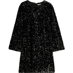 H&M Sequined A-Line Dress - Dark Green