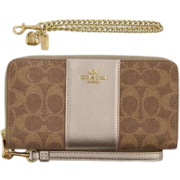 Coach Boxed Long Zip Around Wallet In Signature Canvas - Gold/Tan/Light Champagne