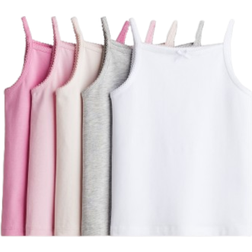 H&M Girl's Jersey Vest Tops 5-pack - Pink/White