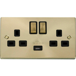 SE Home Twin Double Switched Plug Socket 2-way