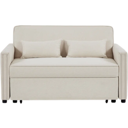 Latitude Run Stebbins Ivory Linen Sofa 54" 2 Seater