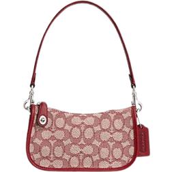 Coach Swinger Bag 20 In Signature Jacquard - Silver/Ruby Ivory