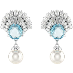 Swarovski Idyllia Drop Earrings - Silver/Blue/Transparent/Pearls